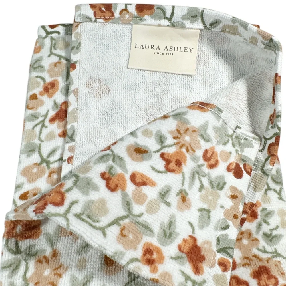 NEW Laura Ashley FLORAL EMOGENE Terracota Kitchen Towel Set/3